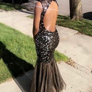 Black , Sliver & Nude Prom Dress